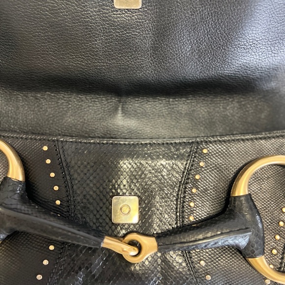 Gucci Black Python Horsebit Chain bag, large size - Picture 8 of 9